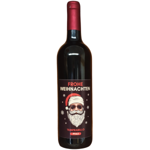Weihnachtswein, Pfälzer Tempranillo mit tollem Weihnachtsmann Etikett